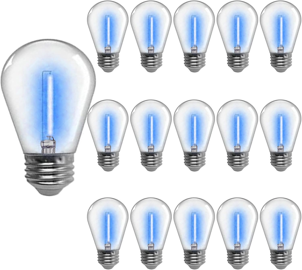 Blue S14 LED Bulbs 1W Outdoor String Lights Bulbs Plastic Shatterproof Bulbs Wat