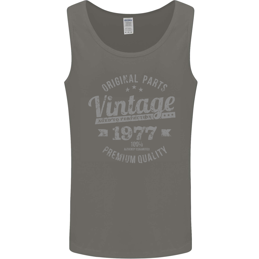 Vintage Year 48th Birthday 1977 Mens Vest Tank Top Charcoal