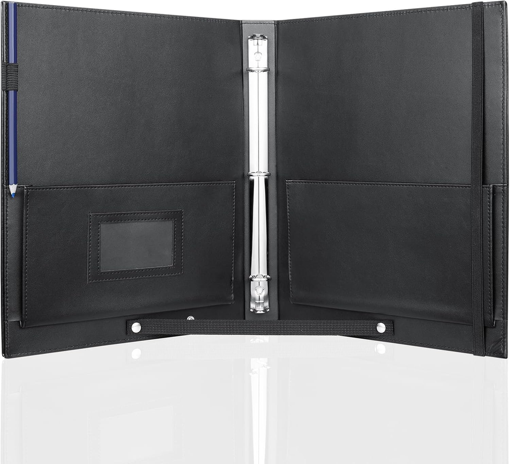 Large Black Choral Music Folders 3 Ring Choir Binder PU Folder with Hand Strap