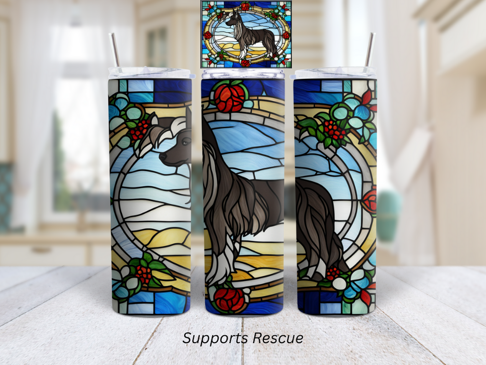 Stained Glass Chinese Crested Dog Vibrant 20oz Stainless Steel Insulated Tumbler