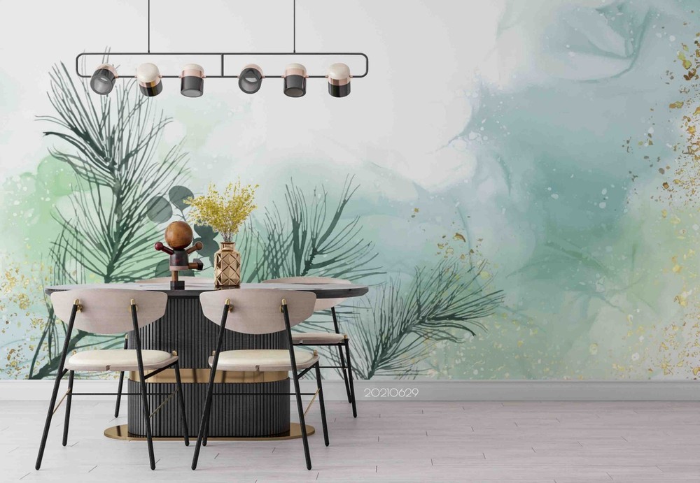 3D Plant Leaves Watercolor Wall Murals Wallpaper Murals Wall Sticker 13