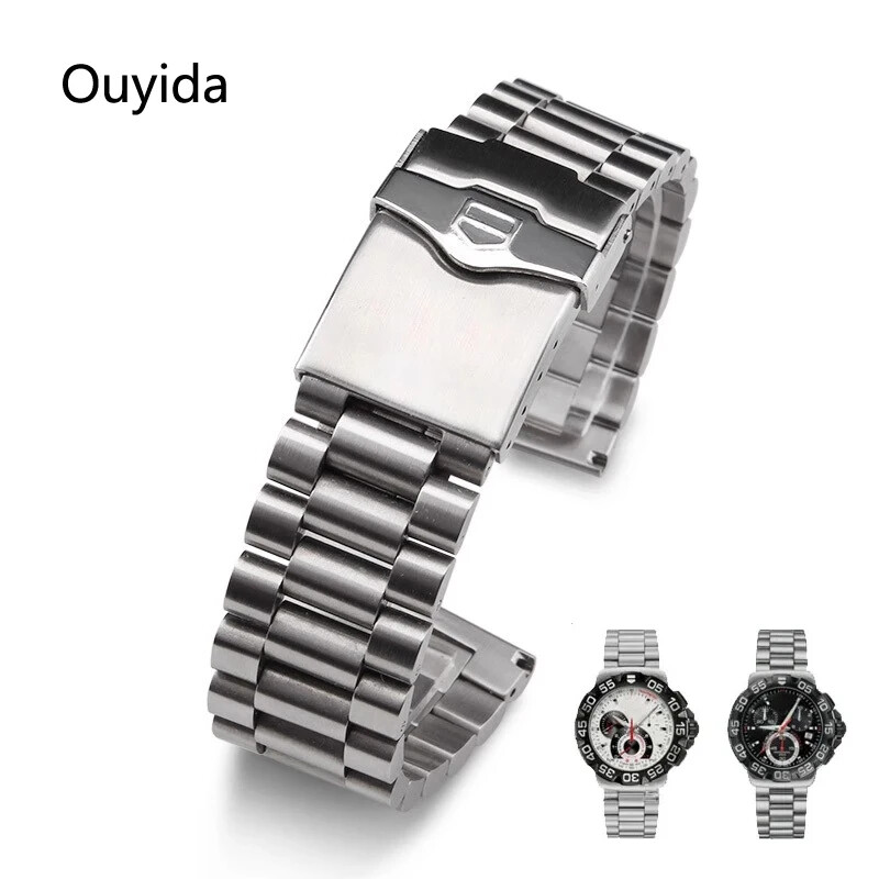 20mm 22mm Stainless Steel TAG Heuer F1 Watchband Flat Bracelet Strap  