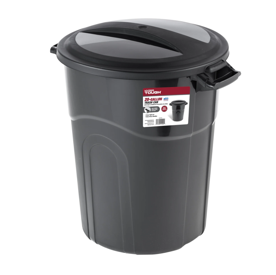 20 Gallon Indoor Outdoor Plastic Trash Can Kitchen Garbage Container w Lid Black