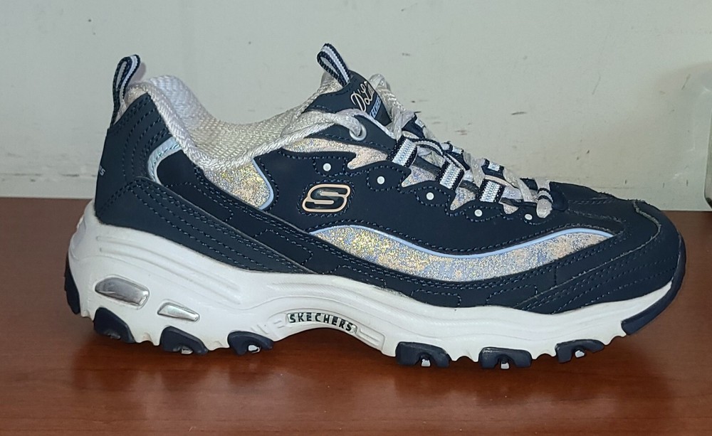 Sketchers D’Lites Women's Shoes 7.5 Air Cooled Memory Foam Navy Sneakers