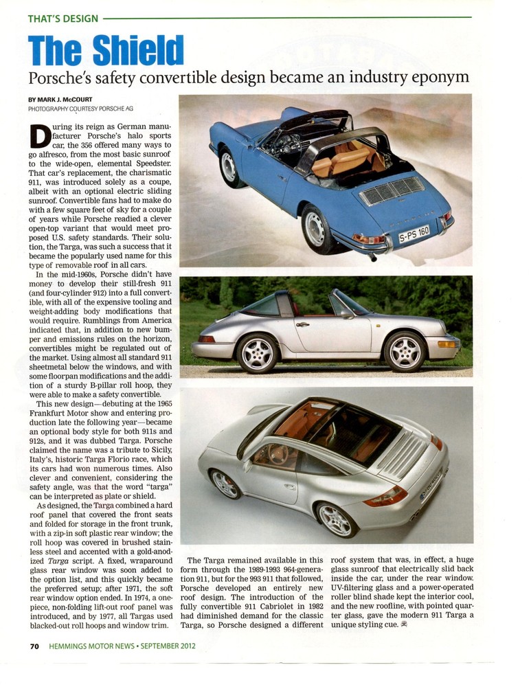 Porsche Safety Convertible Design 2012 Article and Ad  