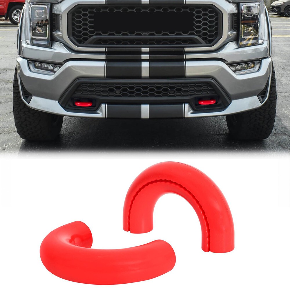 2PCS Red D-Ring Tow Hook Cover for Ford F150 2004-2024 Exterior Accessories US