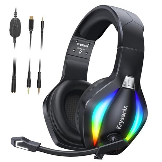 Krysenix PG1 RGB Gaming Headset for PS4/PC/Nintendo Switch/Xbox, PS5 Black