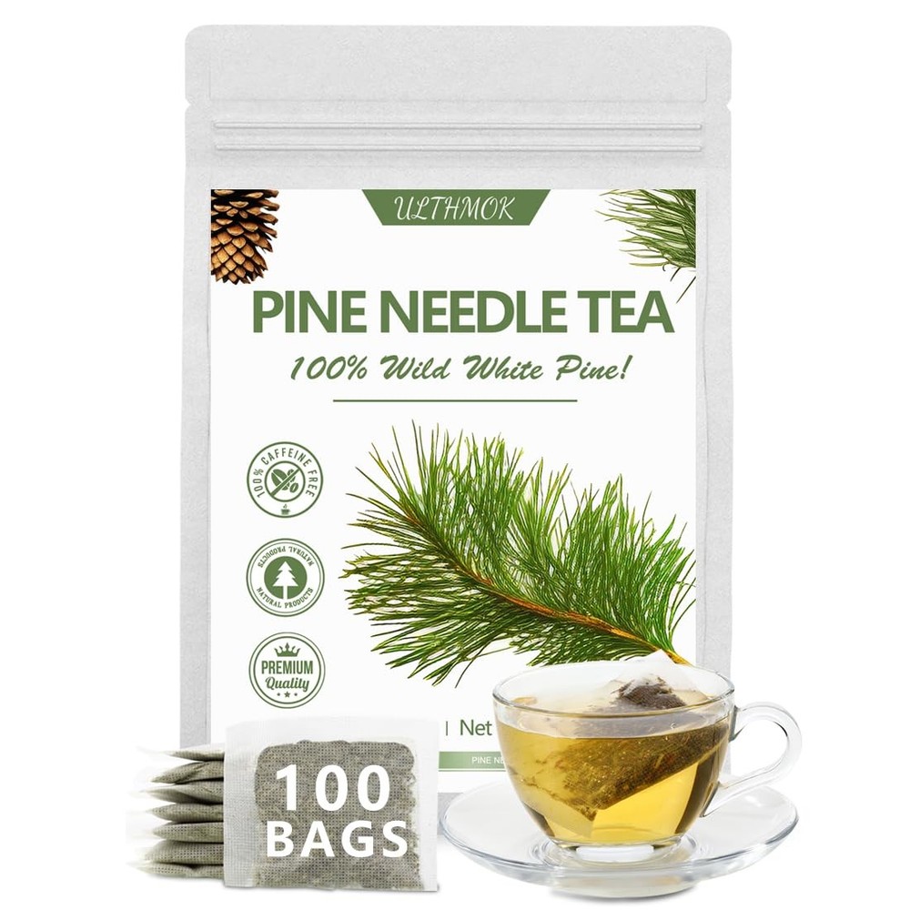 Premium 100% Pure Pine Needle Tea Bags - Pack of 100 Natural Herbal Tea
