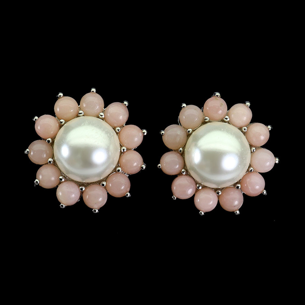 Valentine 925 Silver Pink Opal 3mm Mop Gemstone Earrings Jewelry