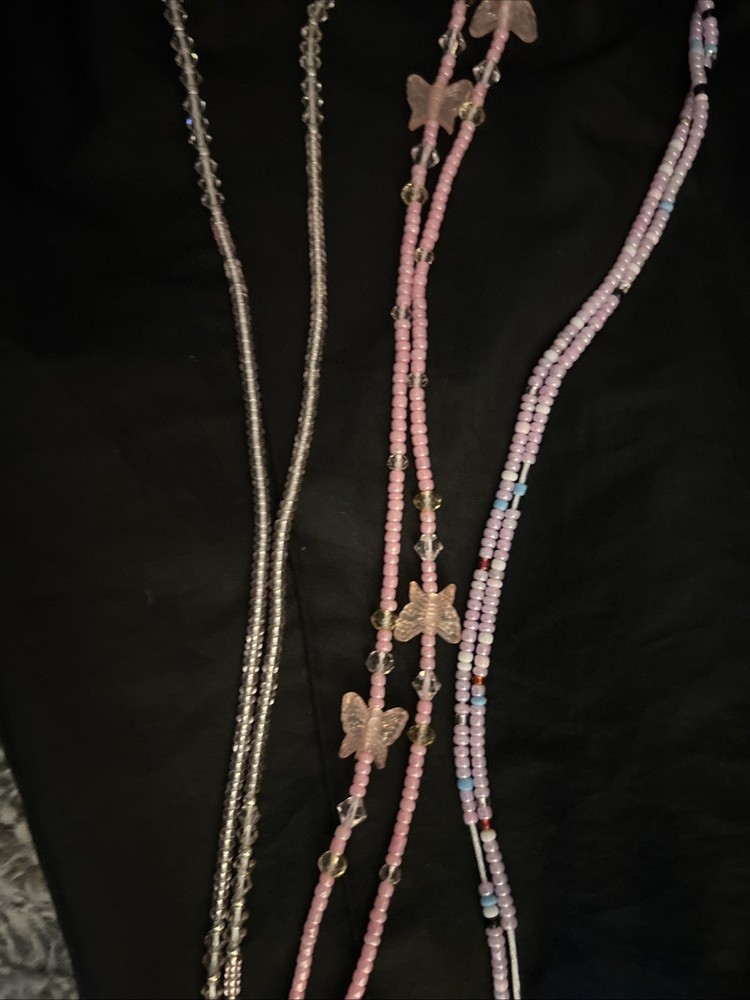 Pink Waist Beads with Floral Necklace Set - Brand New Unworn