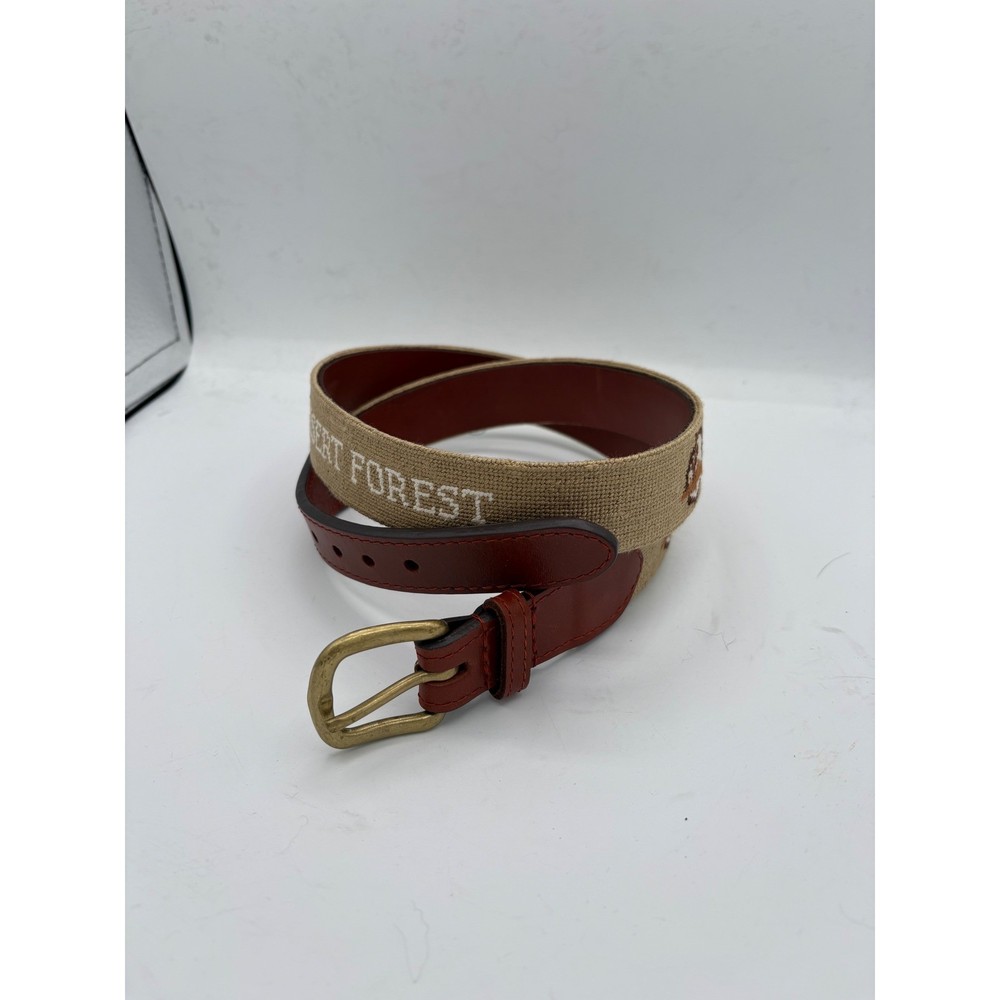 Smathers & Branson Mens Belt Desert Forest golf Needlepoint Leather size 38