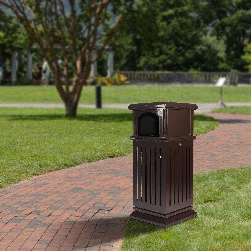 Commercial Trash Can Restaurant Outdoor Large Garbage Waste Recycle Bin Black US