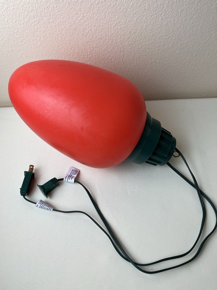 Red 14” Blow Mold Hanging Christmas Bulb Light Electric - Plugs end to end