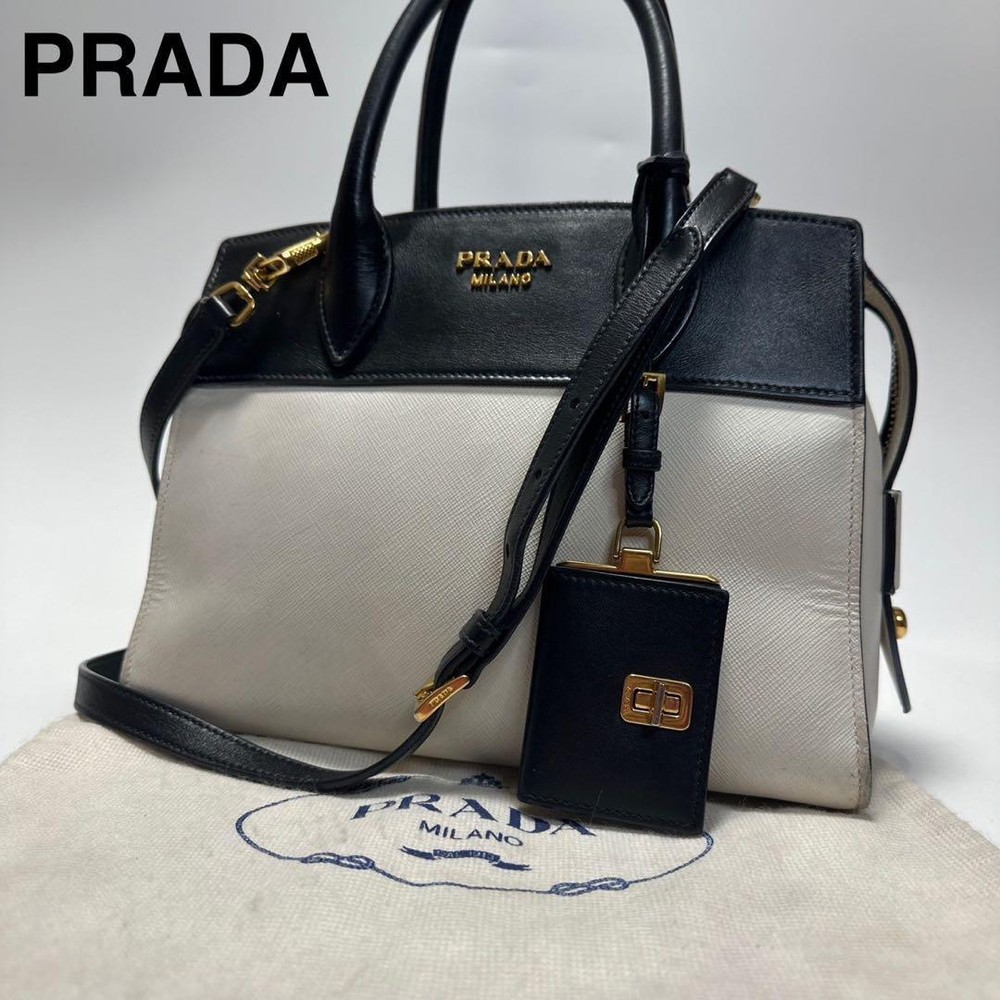 Prada Esplanade Saffiano Bicolor Two-Way Shoulder Bag Preowned Excellent Condition