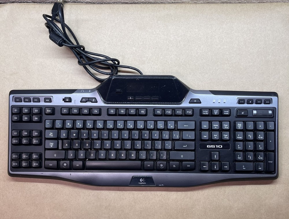 Logitech G510 Wired Gaming Keyboard with Backlit LCD Screen USB Black Y-U0010 Tested