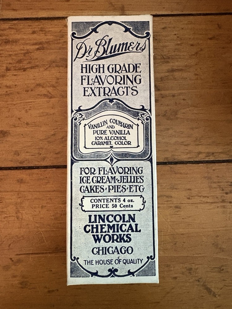 Dr Blumers Lincoln Chemical Vanilla Extract Vintage Box