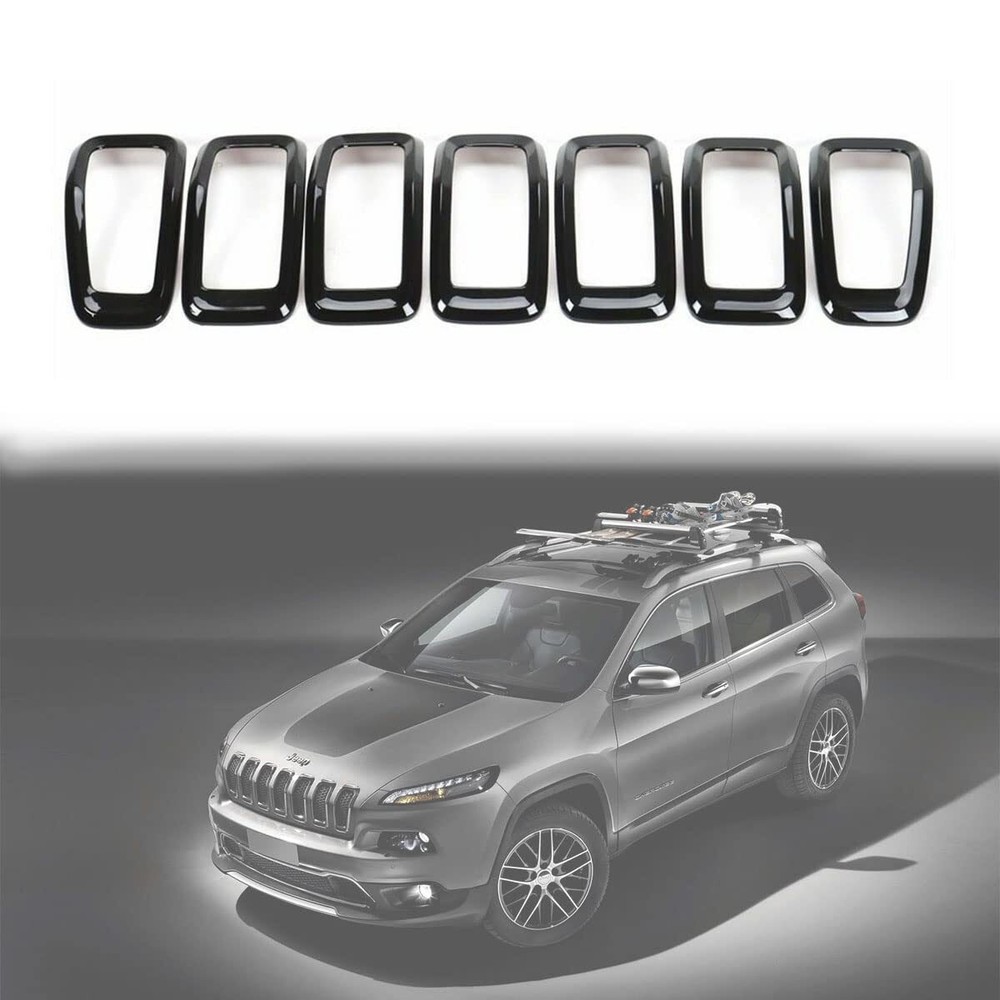 Grille Inserts Grill Cover Compatible with Jeep Cherokee 2014-2018 Front Gril...