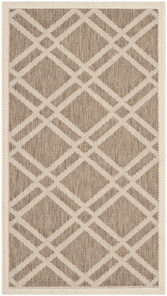 Courtyard Jasper Geometric Brown Bone Indoor Outdoor Rug 2x3.7 Feet