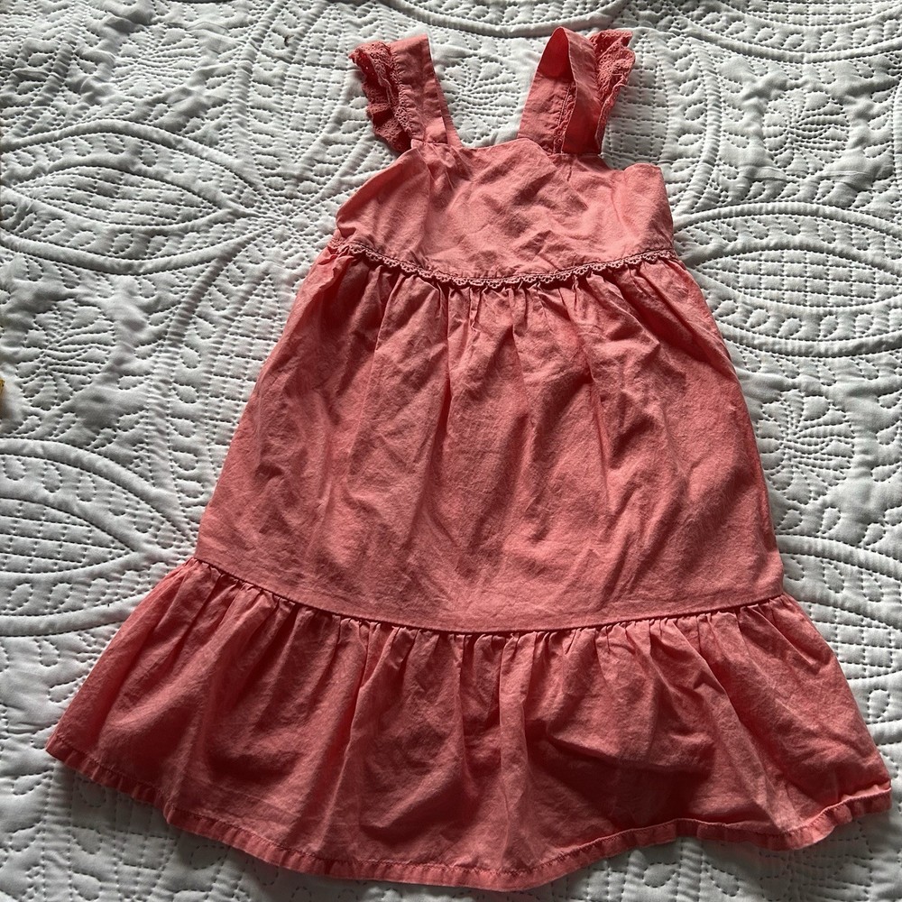 Oshkosh B'Gosh Girls Coral Ruffled Sleeveless Dress Size 5T