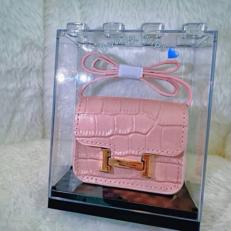 Cute Leather Mini Wallet Lipstick Bag Keychain Charm for AirPod Ladies Car Accessory