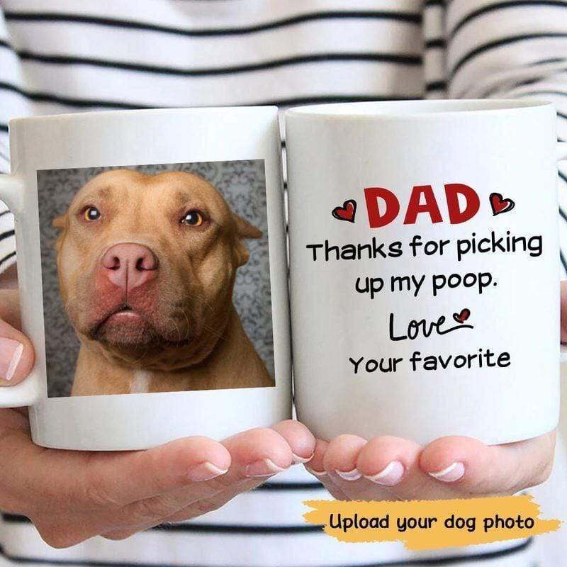 Dear Dog Dad Christmas Photo Personalized Coffee Mug Family Gift Funny Gift
