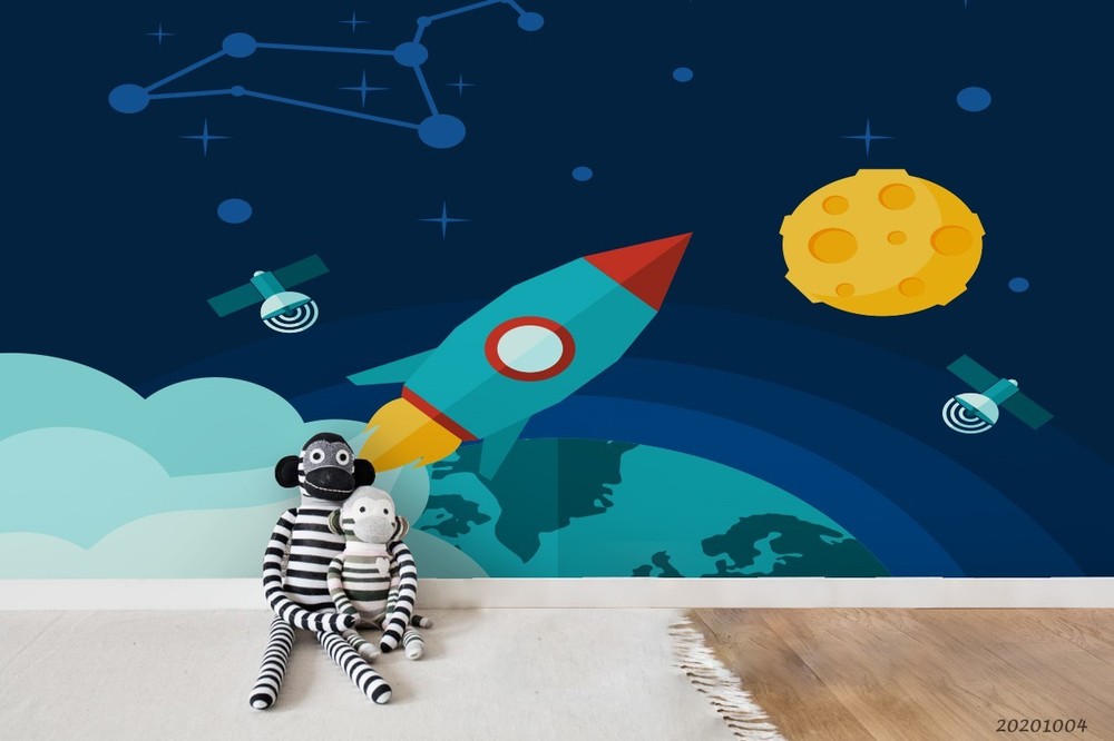 3D Space Rocket Planet Illustration Wall Murals Wallpaper Murals Wall Sticker 36