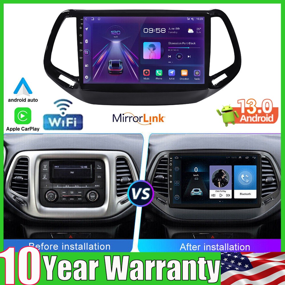2017-2019 Jeep Compass Android 13 Car Stereo with 2+32GB GPS WiFi Bluetooth