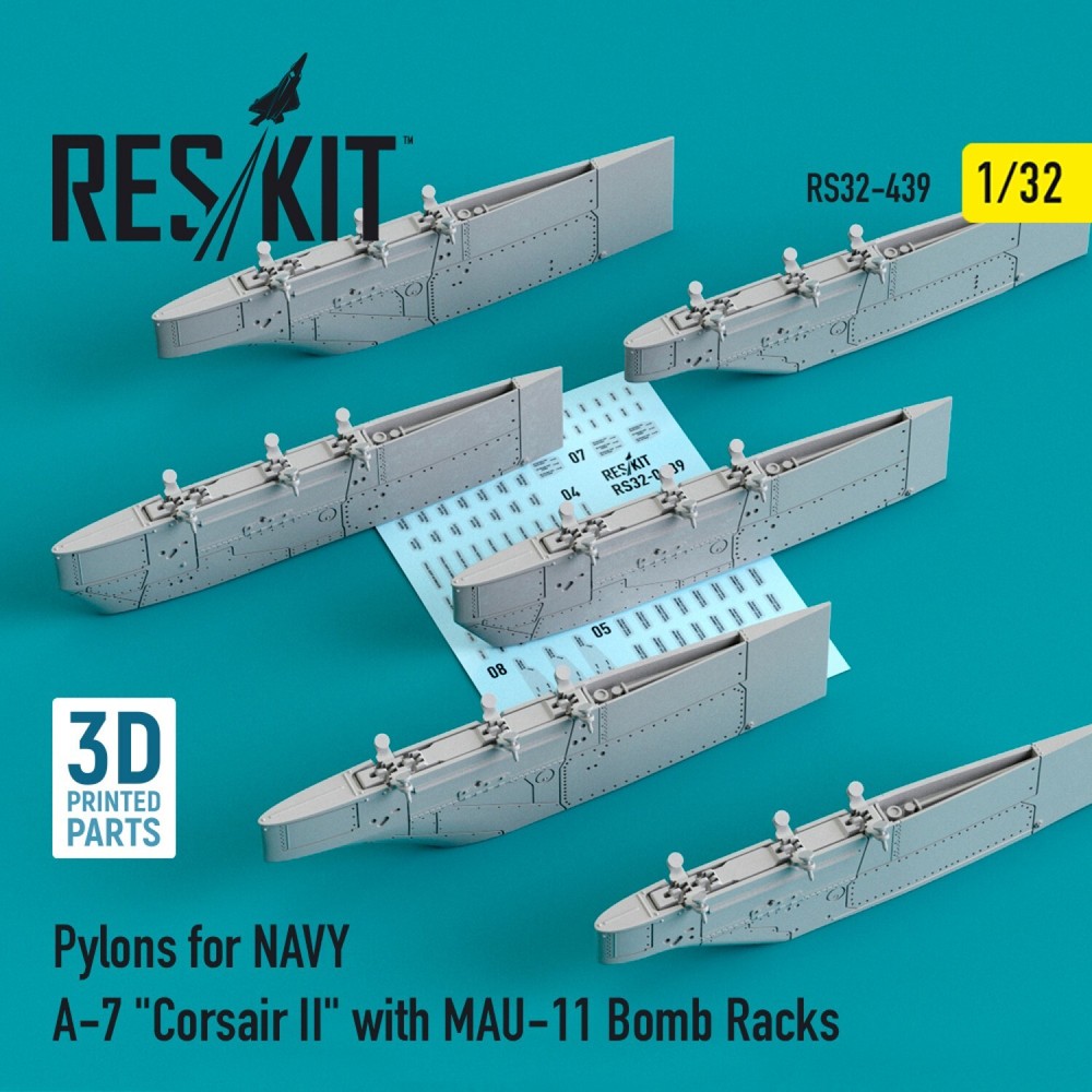 Pylons NAVY A-7 Corsair II MAU-11 Bomb Racks 1/32 3D ResKit RS32-0439