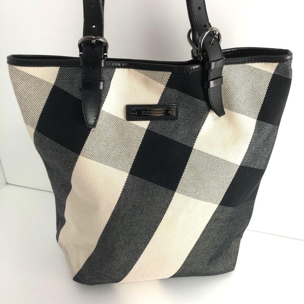 Burberry Tote Bag Nova Check Canvas Black Authentic F1204245