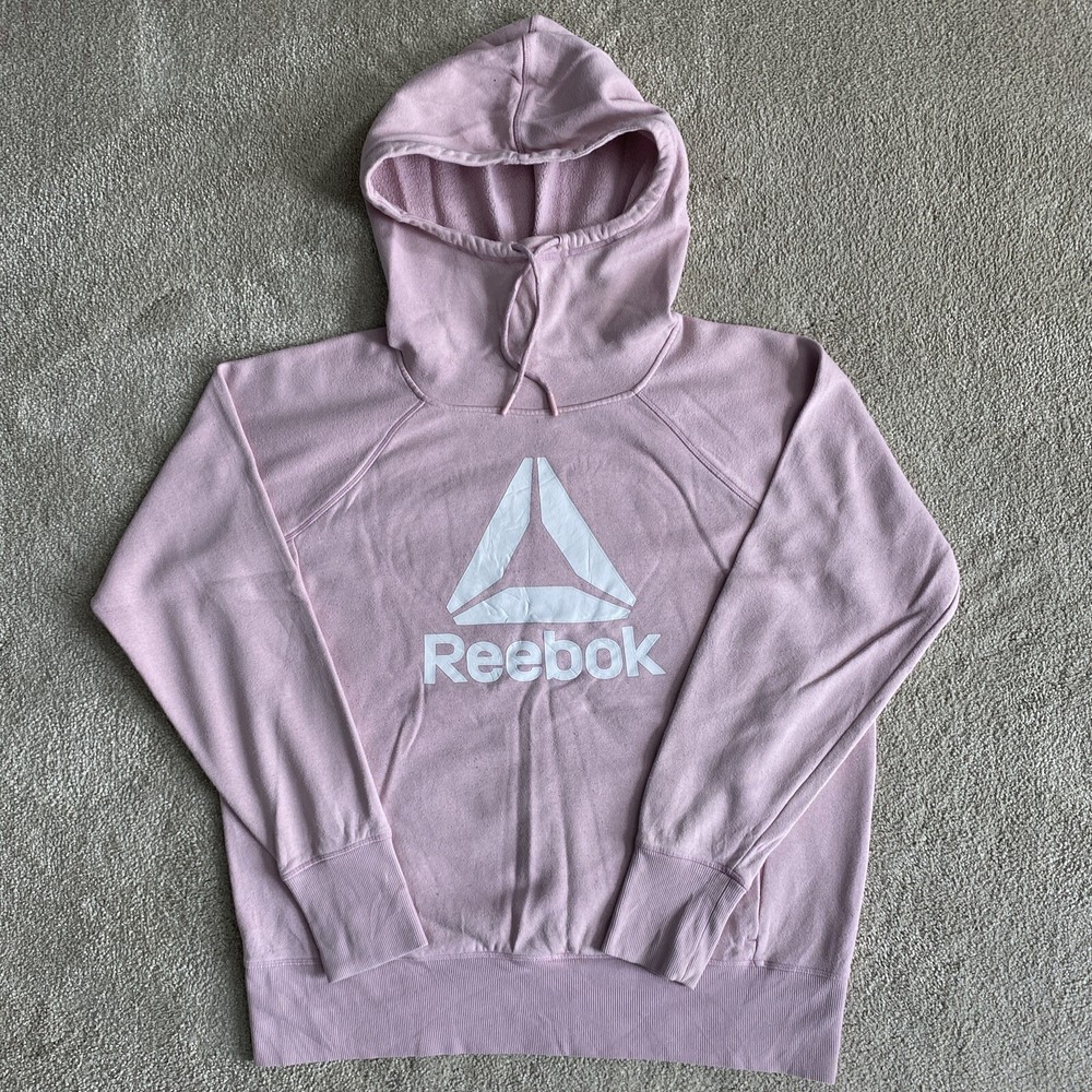 Reebok Hoodie Women's Large Pink High Neck Pullover Fleece Sweatshirt