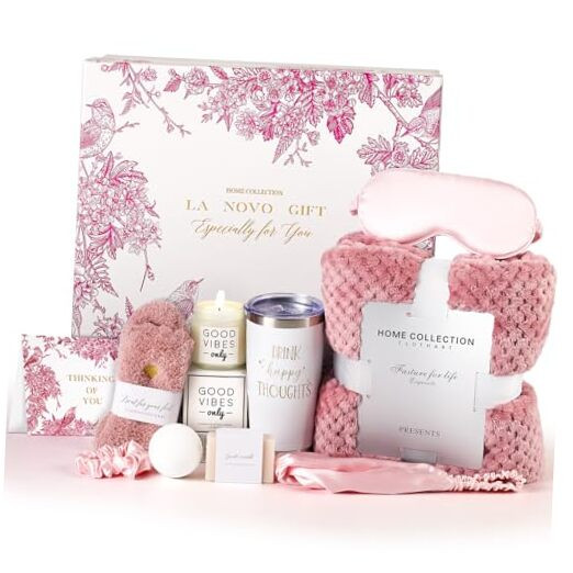 Valentines Day Gift Basket for Women, Pink Self Care Get Well Soon Gifts,-image