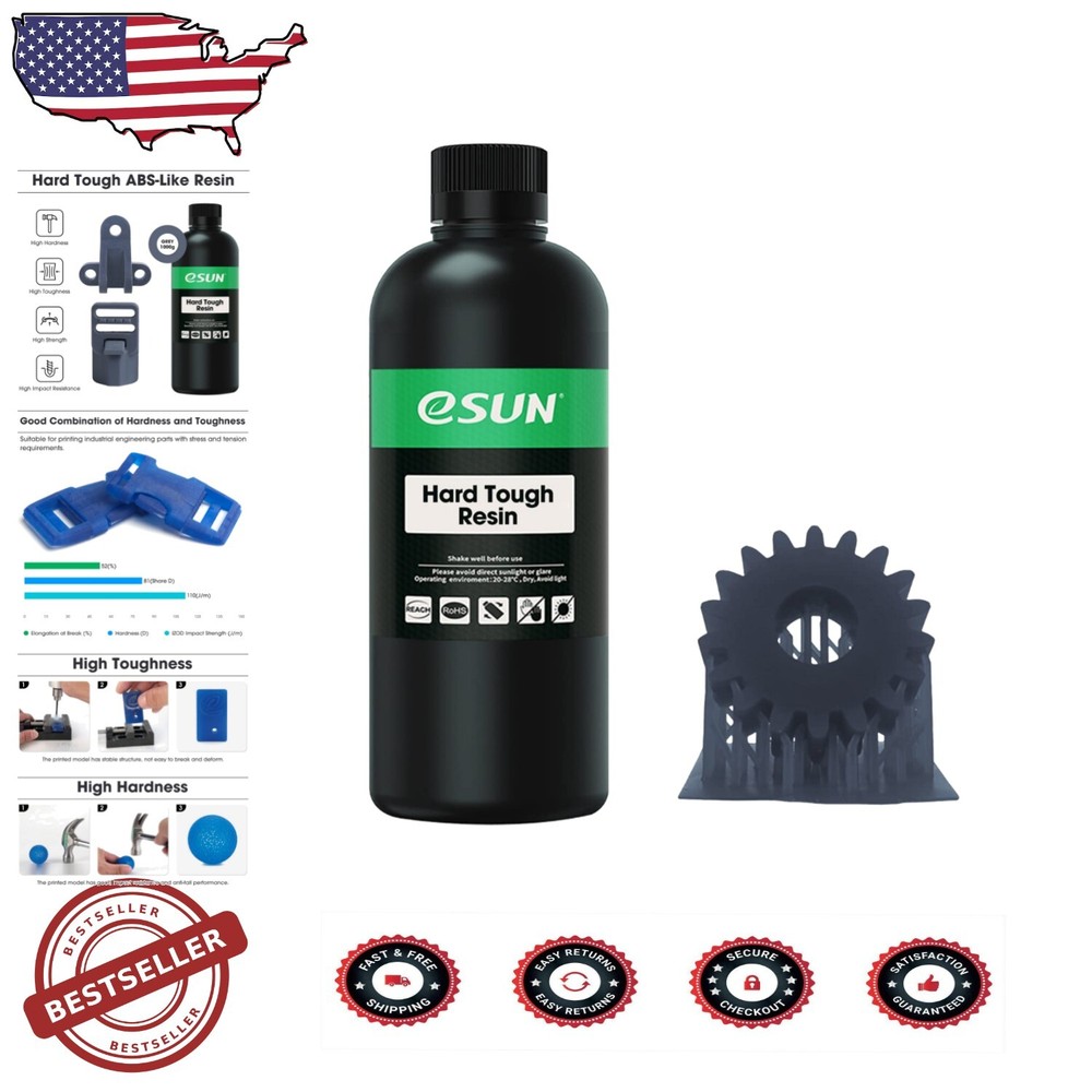 Professional UV Curing Resin for 3D Printing – ABS-Like Toughness, 1000g Grey