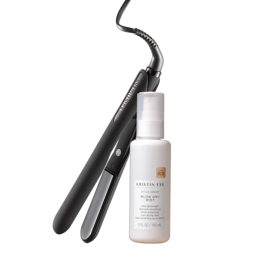 Flat Iron Straightener + Style Assist Heat Protectant Spray Set - 3/4 Inch Ce...