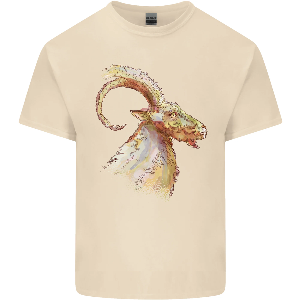 A Watercolour Goat Farming Mens Cotton T-Shirt Tee Top