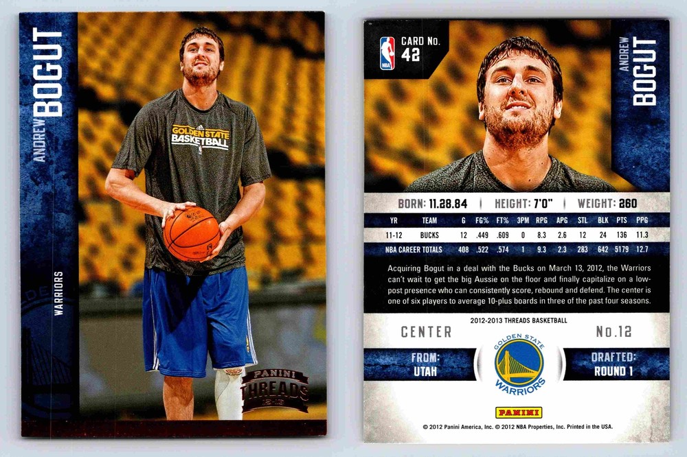 Andrew Bogut Center Golden State Warriors Panini 20122013 Card 42