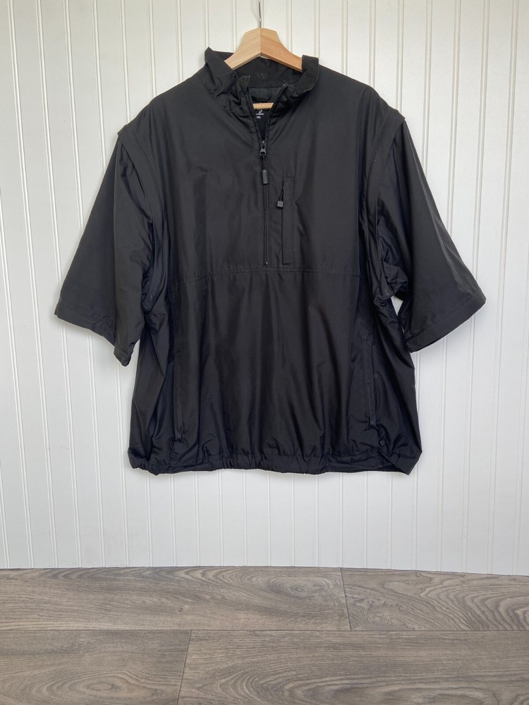 Walter Hagen Mens Pull Over Shirt XXL Black 1/4 Zip Golf Sports Removable Sleeve