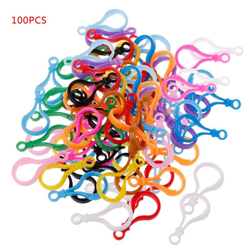 100pcs Plastic Colorful Lamp Shape Buckle Hook Lobster Clasp DIY Needlework
