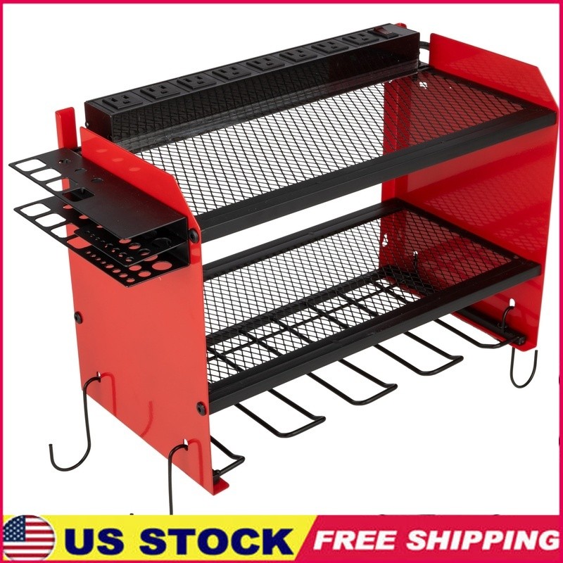 8-Outlet Wall Mount Power Tool Organizer with Charging Station