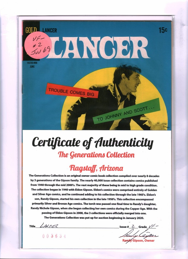 Lancer #2 (Wayne Maunder) Silver Age-Gold Key Comics VF- {Generations}