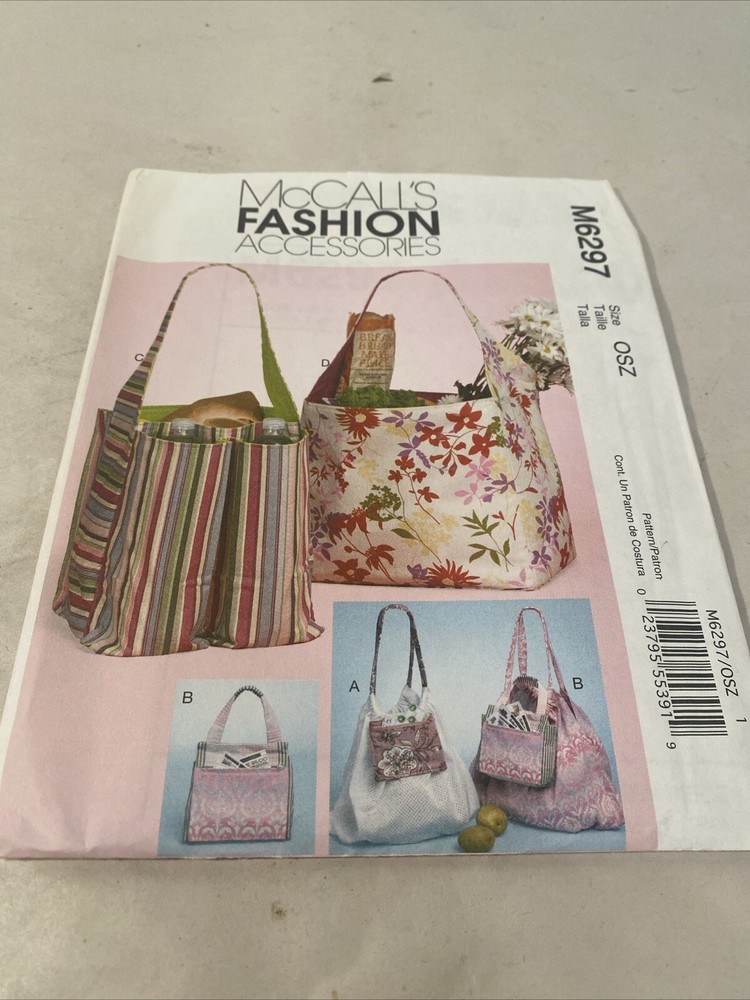 McCall's M6297 Totes Sewing Pattern Bags Purse Handbag Uncut