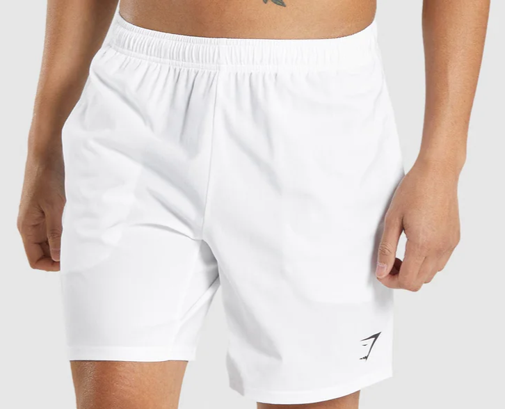 Gymshark Shorts Mens Arrival 7 Slim Fit White Lightweight Workout Training - NEW
