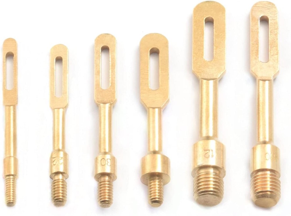 6 Pack Solid Brass Slotted Tip Gun Jag Patch Holder for Rifle/Handgun/Pistol