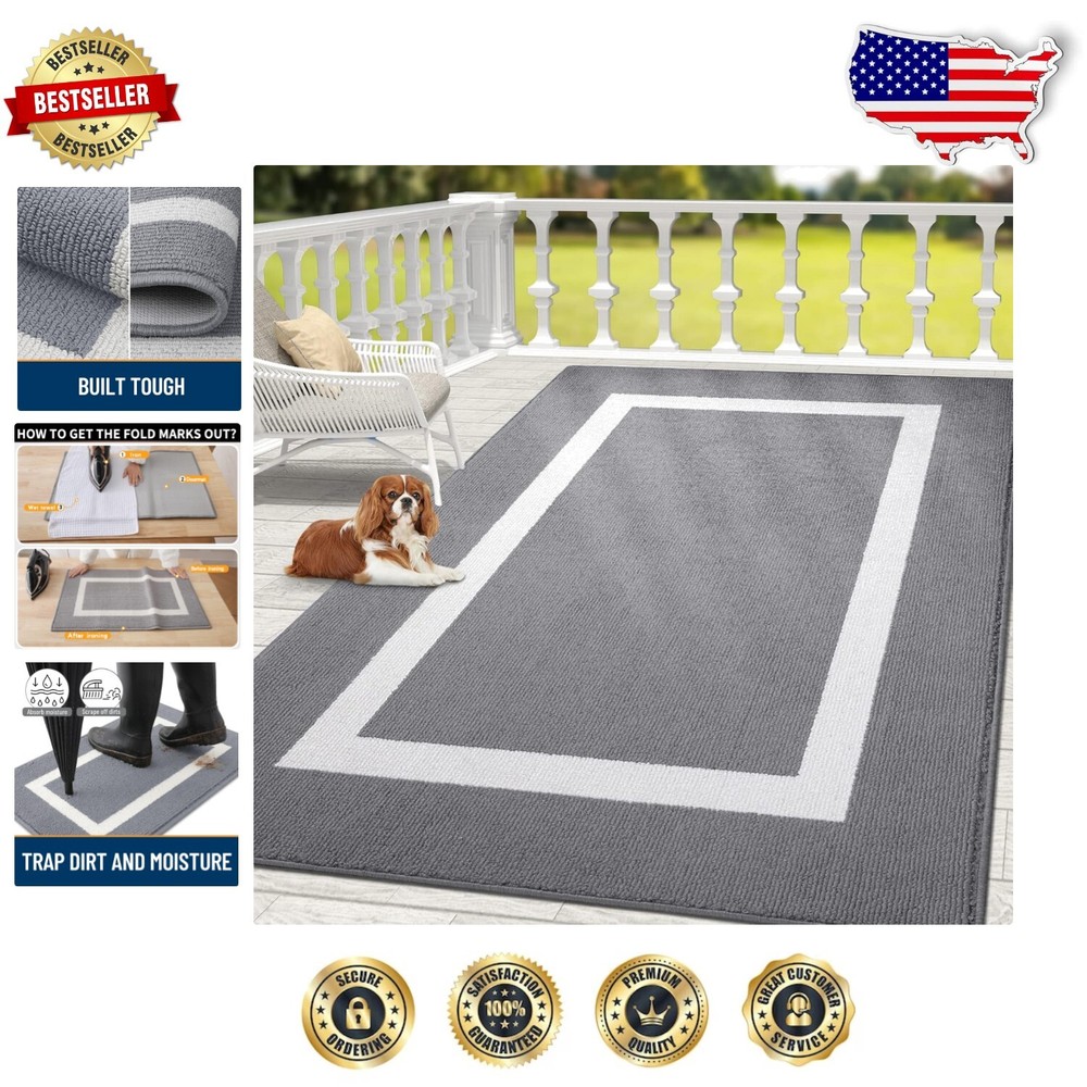 Durable Grey Indoor Doormat 71x47 – Absorbent, Stain & Fade Resistant