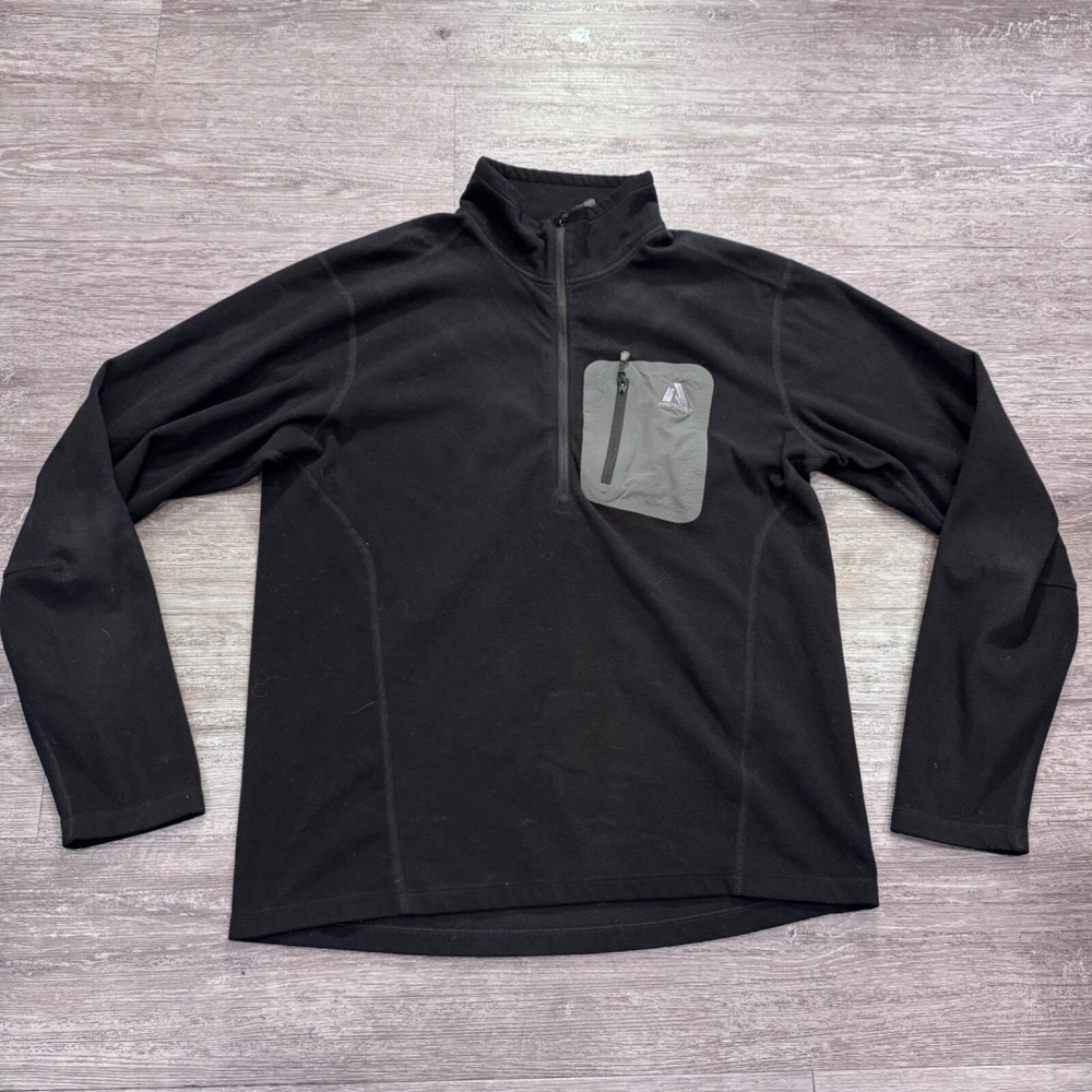 Eddie Bauer Jacket Mens Medium Black First Ascent Zip Fleece Lightweight Outdoor