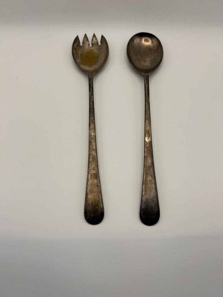 Antique Plated Silver Salad Serving Utensils-Made in England