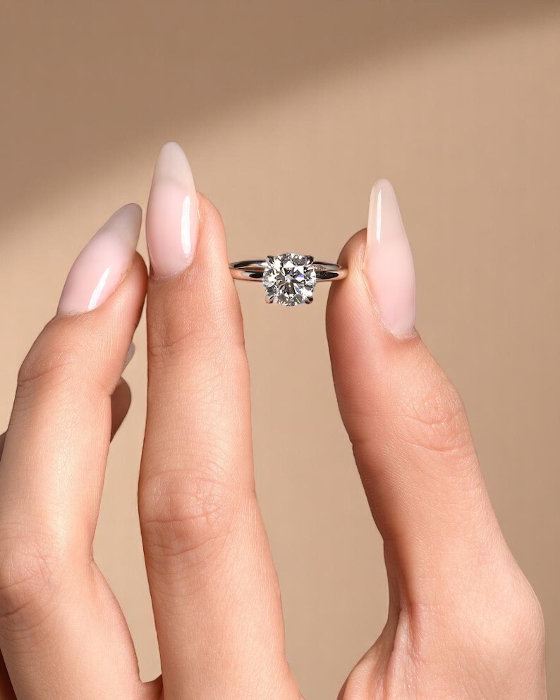 2.0CTW IGI Certified Round Cut Lab Diamond Prong Set 14k Gold Diamond Ring