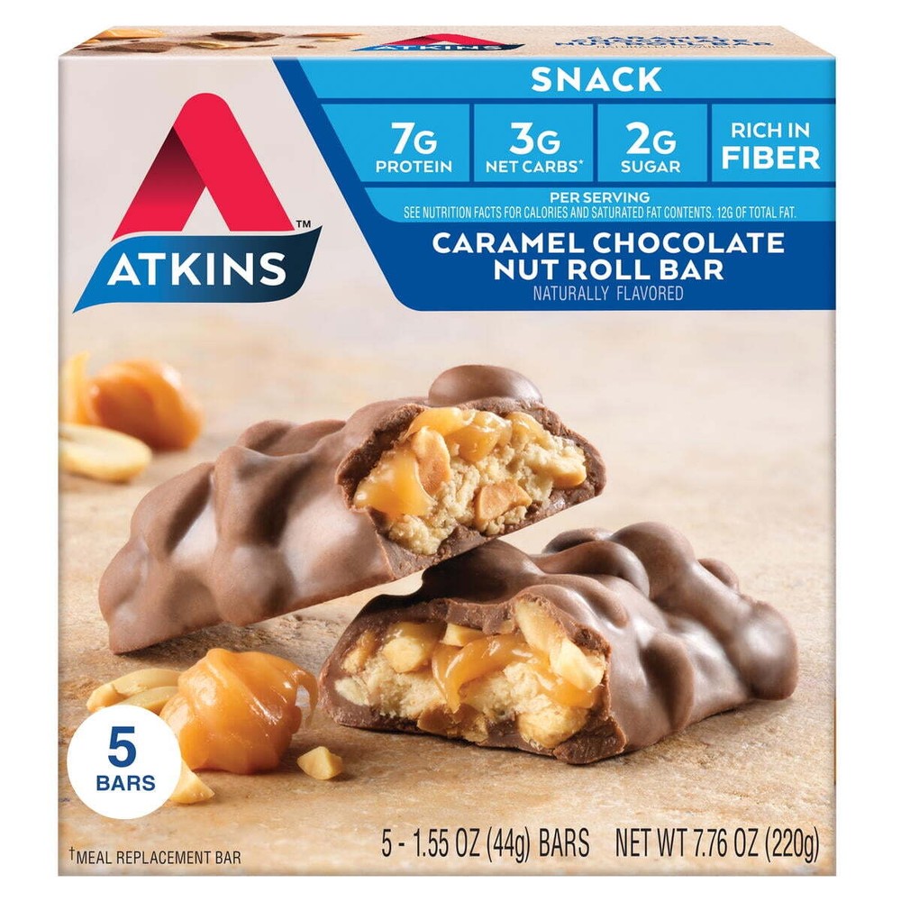 Caramel Chocolate Nut Protein Bar with High Fiber 5 Pack