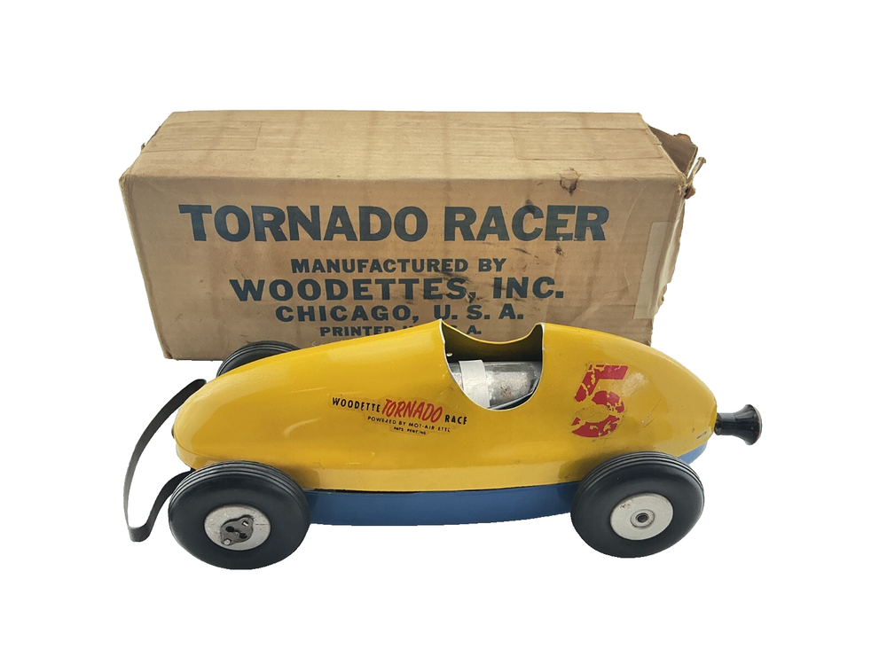 Vintage Woodette Tornado Racer Air Powered Tether Car with Original Box