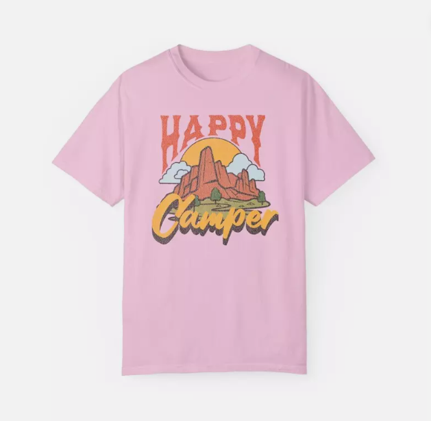 Happy Camper Retro Shirt, Adventure Shirt, Camping Shirts, Mountain T-Shirt