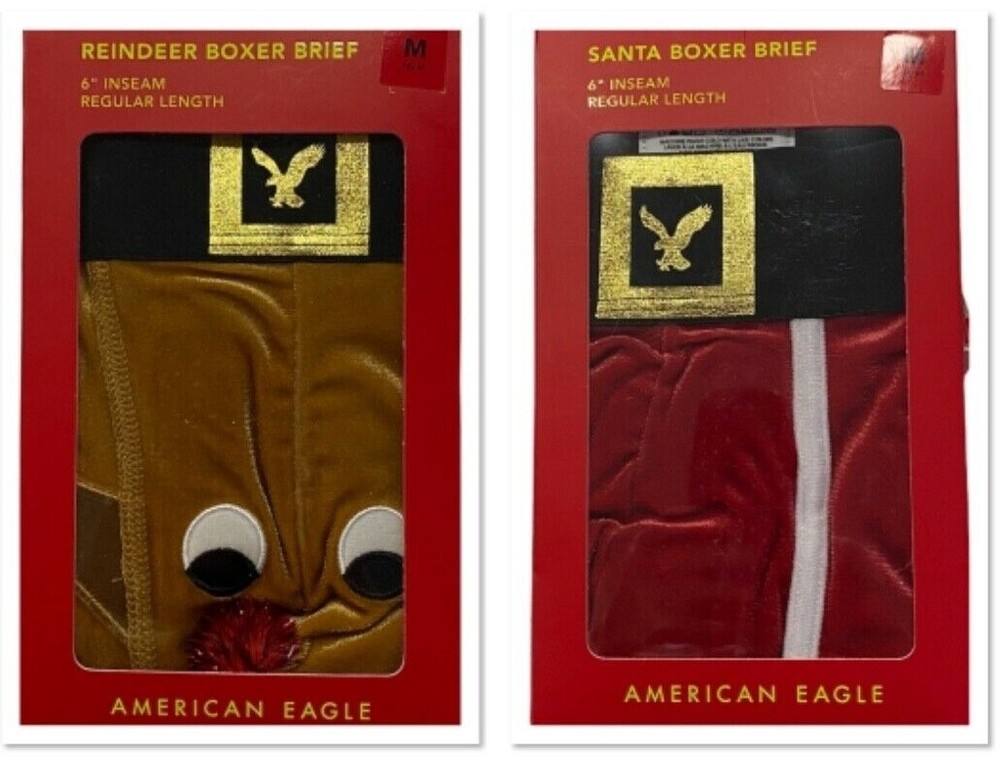 NWT AMERICAN EAGLE Velour Holiday Boxer Brief Underwear 6
